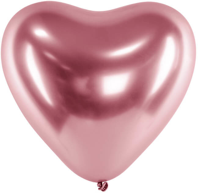 Party Deco Balony lateksowe Serca Glossy różowe złoto - 30 cm - 50 szt. CHB2-019R-50