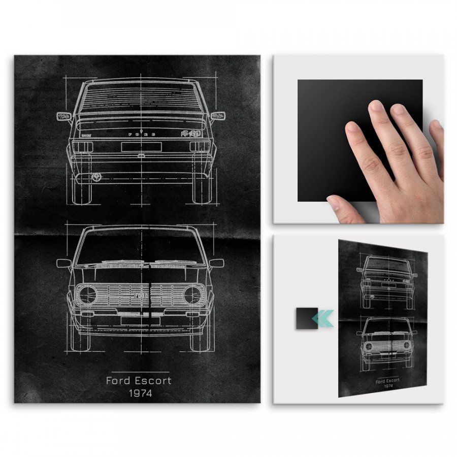Pix4home Plakat metalowy Ford Escort Projekt Graphite M POS-M-02443