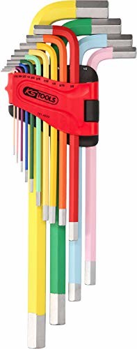KS Tools 151.4650 zestaw kluczy imbusowych z łbem sześciokątnym, bardzo długi, 14-częściowy cale.