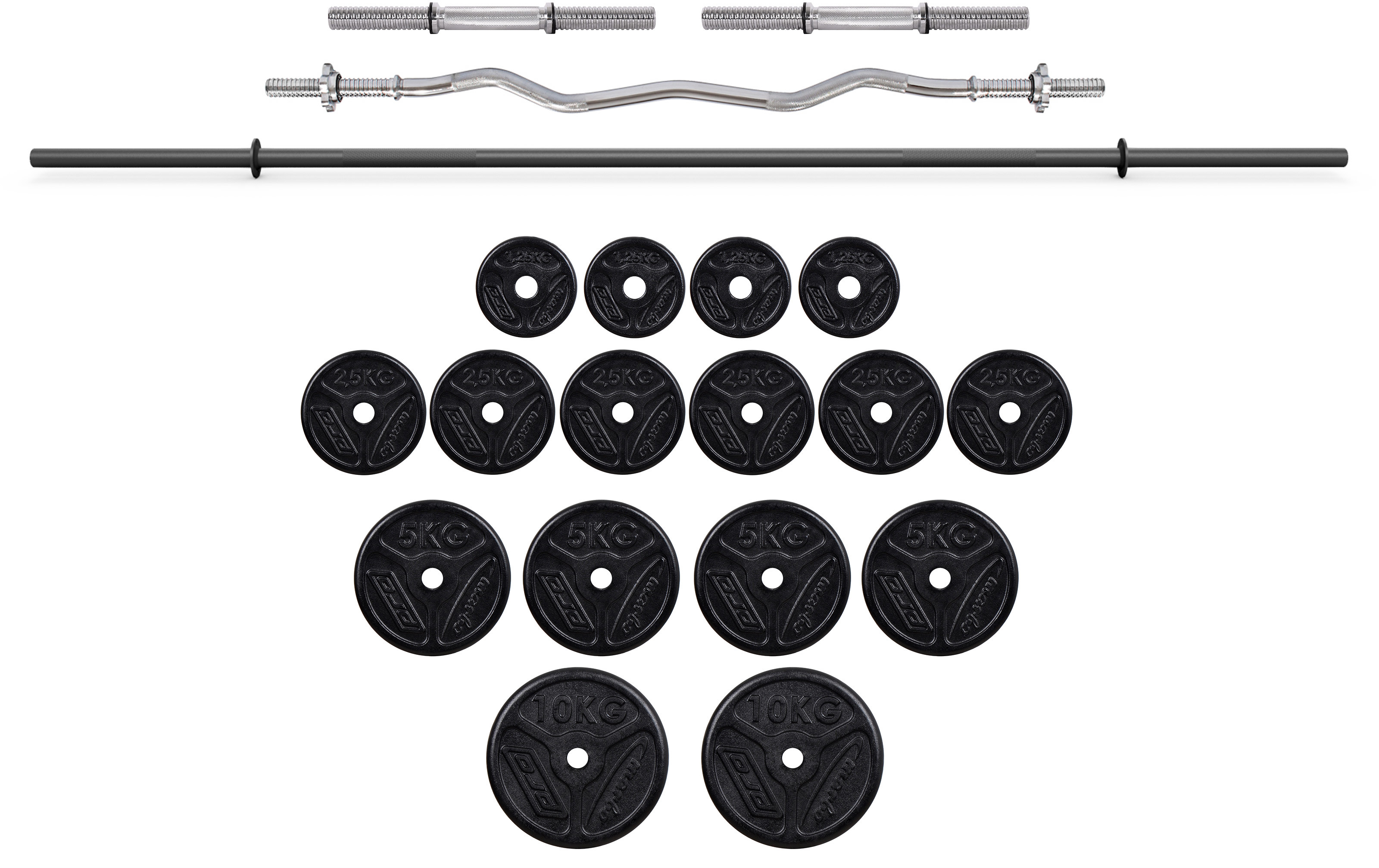 Marbo Sport Zestaw gryfów wzmocnionych i obciążeń slim 83 kg - MW-83kg-slim-bk