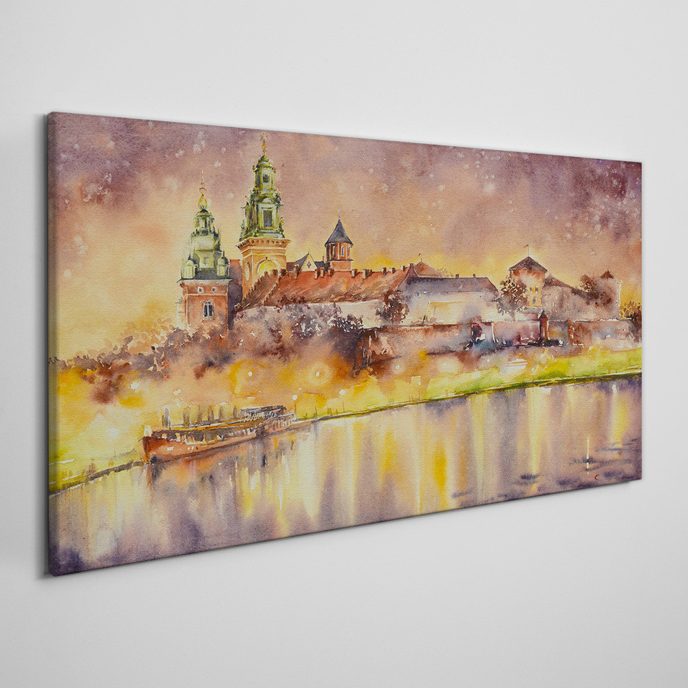 PL Coloray Obraz Canvas Abstrakcja Rzeka Budynki 140x70cm