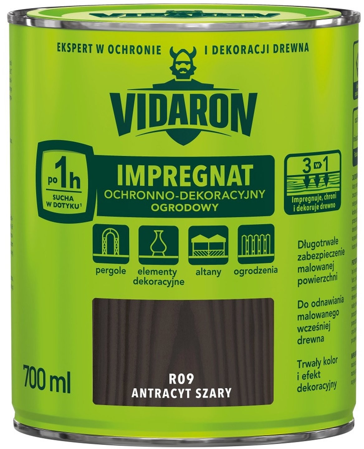 Vidaron Impregnat ogrodowy antracyt szary 700 ml