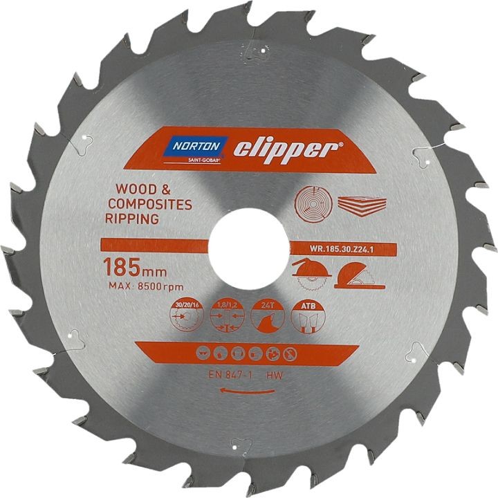 NORTON PIŁA TARCZOWA 185mm x 30mm x 24z DREWNO I KOMPOZYTY ATB 1,8 1,2 N70184608051 70184608051