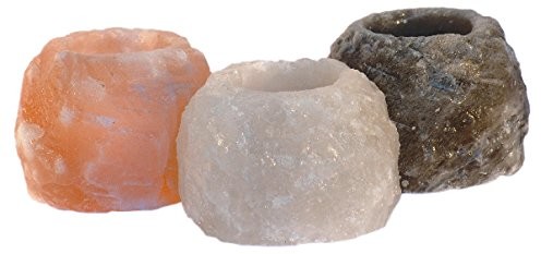 Himalaya Salt Dreams Zestaw pojemników na Salt Dreams 4041678005177 świecznik na świeczki typu tealight z kryształów soli himalajskiej spódnica z Trio, 3 X ok. 400 G, Natural Shape 4041678005177