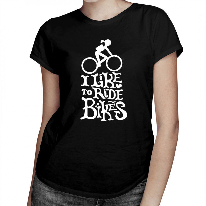 Ride I like to bikes - damska koszulka z nadrukiem 7880