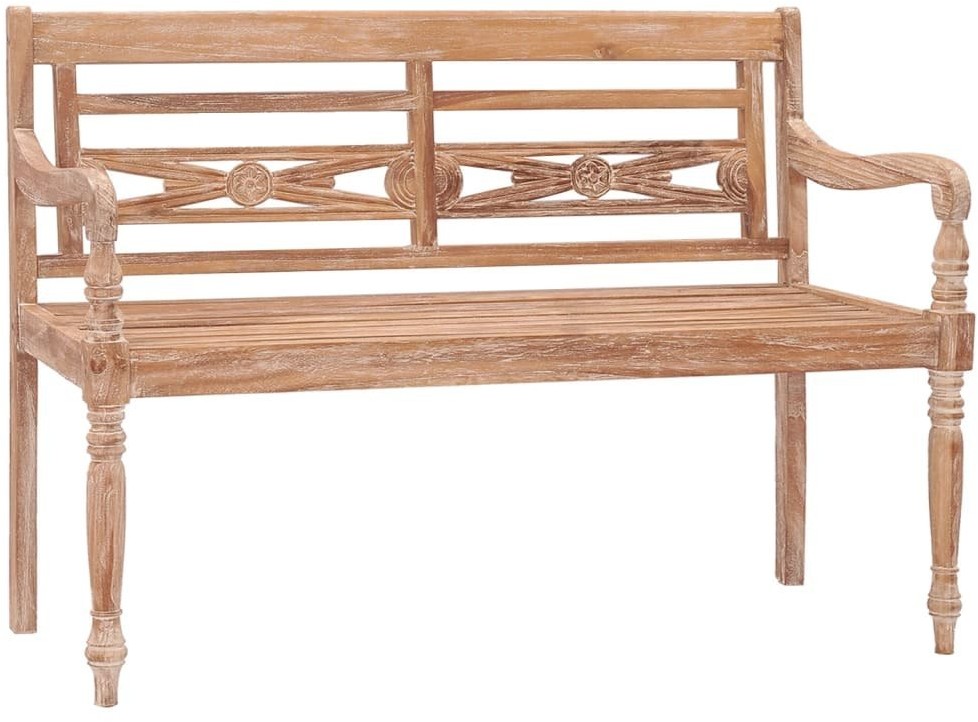 vidaXL Ławka Batavia, 120 cm, bielone, lite drewno tekowe 316035