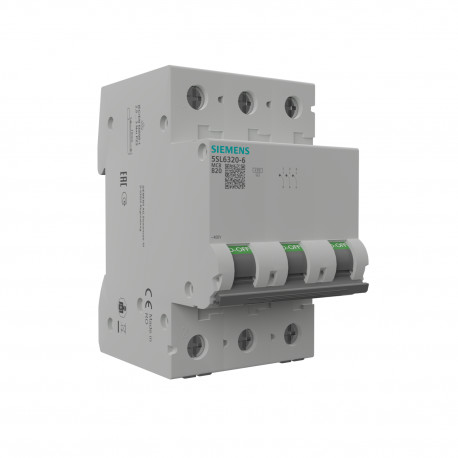 Siemens Wyłącznik nadprądowy 3P B 20A 6kA AC VDE 8878 5SL63206