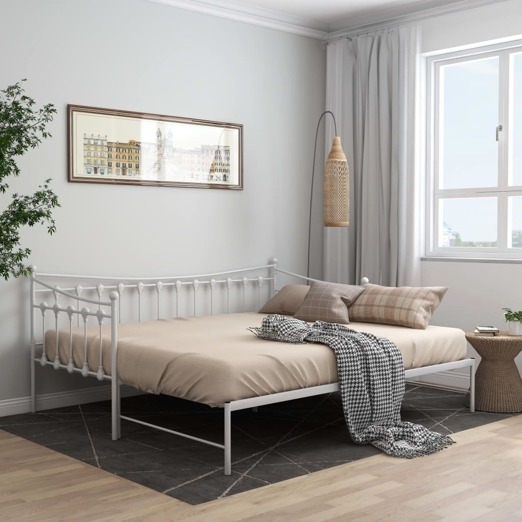 vidaXL Lumarko Sofa z wysuwaną ramą łóżka, biała, metalowa, 90x200 cm 324759