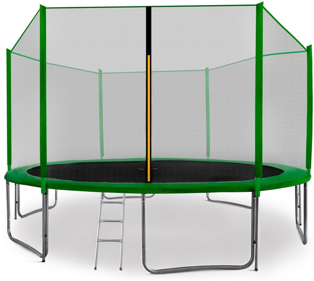Aga Sport Pro Trampolina 400 cm ciemnozielona + siatka ochronna + drabinka + kieszeń na buty