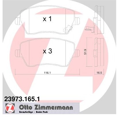 ZIMMERMANN Klocki hamulcowe - komplet 23973.165.1