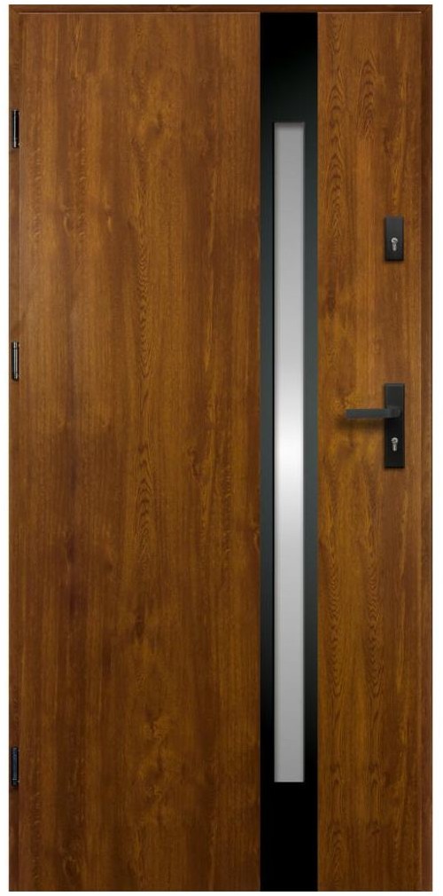 OK DOORS TRENDLINE Drzwi zewnętrzne stalowe Adriana 3 czarne-złoty dąb 90 lewe OK Doors Trendline
