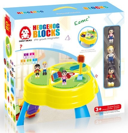 Pozostali Hedgehog Blocks Klocki Konstrukcyjne Szczotkowe + Stolik Do Układania 80 el. 7121298