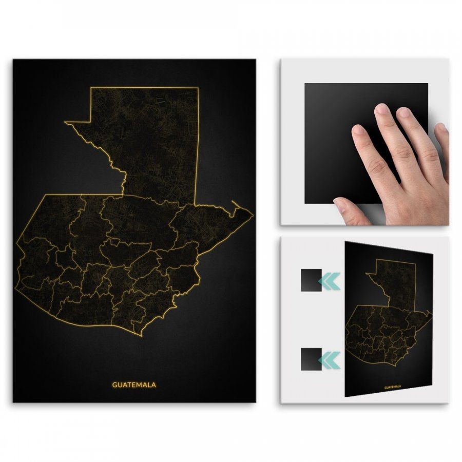 Pix4home Plakat metalowy Mapa City Lights Gwatemala M POS-M-04251