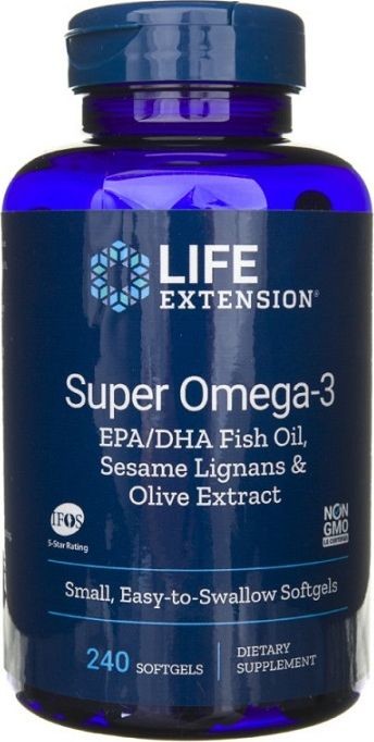 Omega Pharma Life Extension Life Extension Life Extension Super 3 EPA/DHA z Lignanami Sezamowymi i Ekstraktem z Oliwek 240 kapsułek miękkich P34825