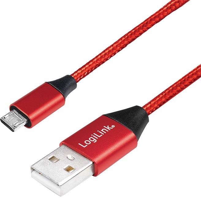 LogiLink Kabel USB 2.0 CU0152 USB A micro USB B M/M czerwony 1m CU0152