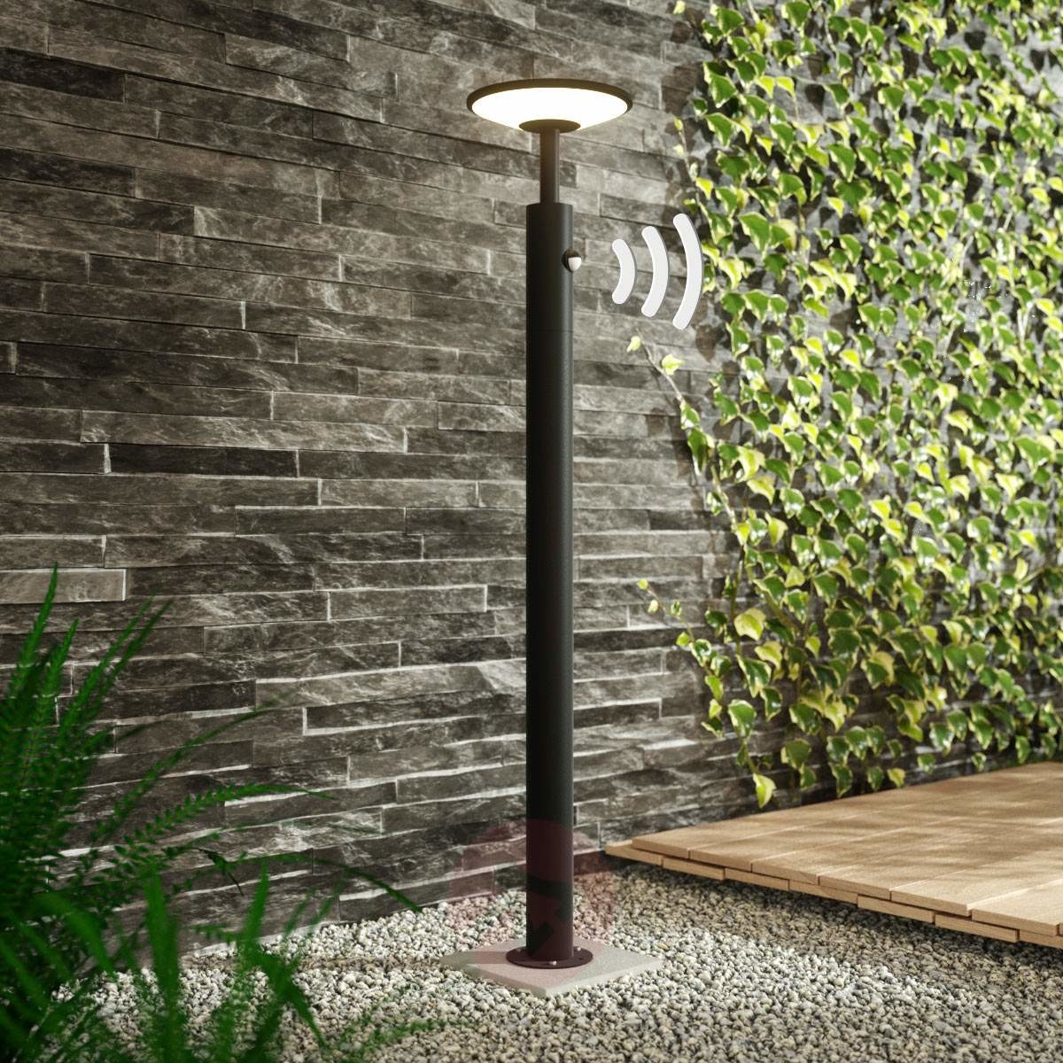 Lampenwelt COM Słupek ogrodowy LED Fenia, czujnik ruchu, 100 cm