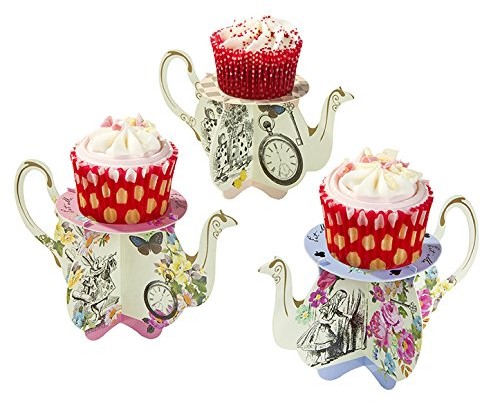 Talking Tables Truly Alice Teapot Cake stands X 6 Alice in Wonderland Mad hatters TSALICE-TEAPOTS