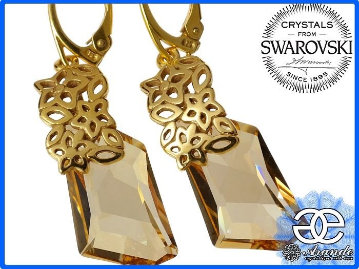 Swarovski KOLCZYKI OZDOBNE GOLDEN ZŁOTE SREBRO