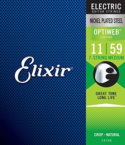 Elixir Struny do gitary elektrycznej z 7 strunami z powłoką OPTIWEB, średnie (.011-.059) 19106-U