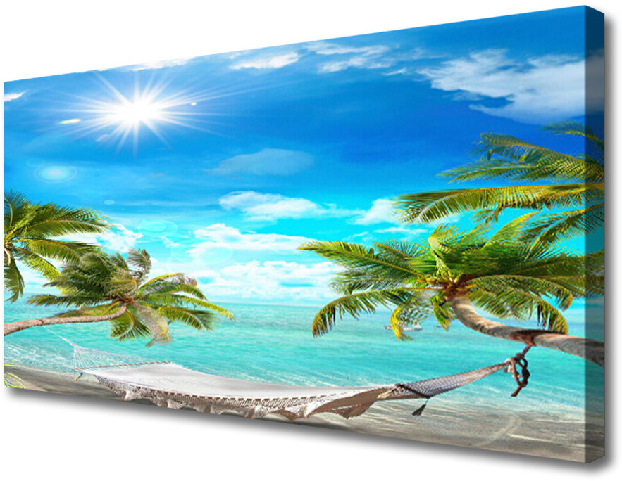 PL Tulup Obraz Canvas Palmy Tropikalne Hamak Plaża 125x50cm