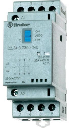 Stycznik modułowy 4 zwierne + LED, 4NO 25A 230V AC/DC, 22.34.0.230.4320 223402304320