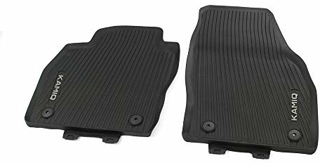 Skoda Skoda 658061502 dywaniki samochodowe na każdą pogodę, 2 x dywaniki gumowe z przodu, czarne, z napisem Kamiq 658061502