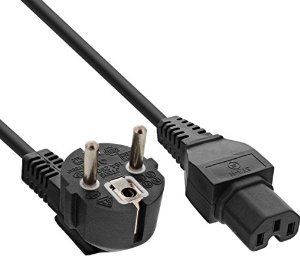 InLine Kabel zasilający Kabel Zasilający CEE7/7 kątowy C15 prosty 3 x 1mm2 Czarny 3m 16810E