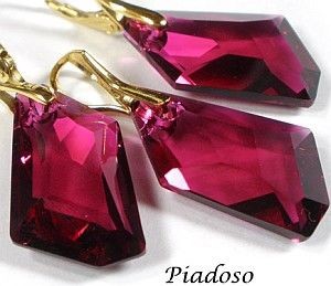 Arande NOWE SWAROVSKI komplet RUBY ZŁOTE SREBRO 1323849025