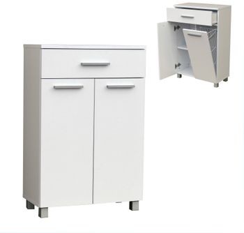 ArtDecoration Szafka Łazienkowa stoj z koszem szer 60cm P 819K Biała 819K