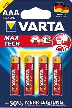 Varta Max Tech AAA Micro Batterie 1,5 V 4er-Blister - 04703110404