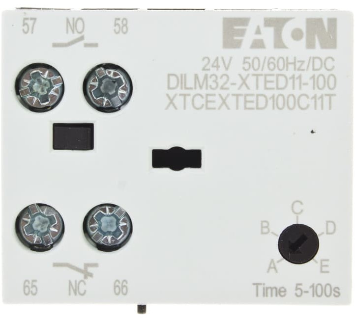 Eaton Elektroniczny moduł czasowy opoźnione odpodanie 0,05-100s 1Z 1R 24V AC/DC DILM32-XTED11-100(RA24) 104946 104946