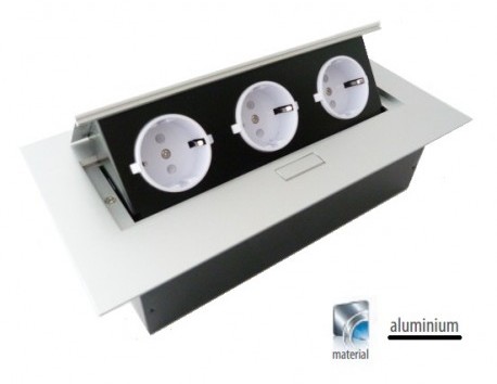 GTV Przedłużacz biurkowy 3x230V gniazda schuko aluminium AE-PB03GS-53 2605 AE-PB03GS-53