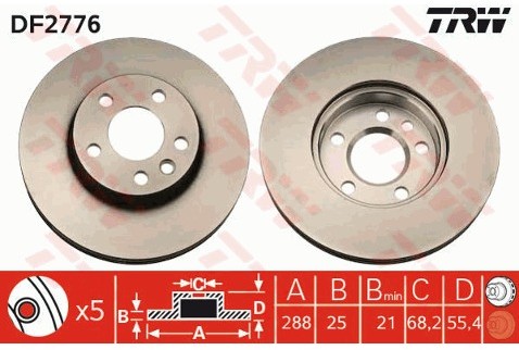 TRW Tarcza hamulcowa DF2776