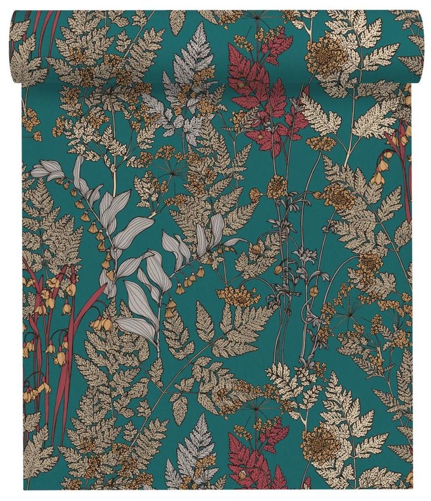 Tapeta Floral Impression 377515 zielona morska winylowa na flizelinie