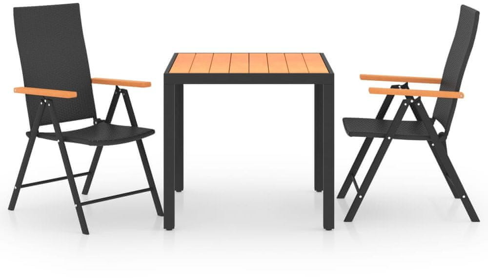 shumee shumee 3 częściowy zestaw mebli ogrodowych czarno brązowy