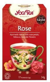 Yogi Tea HERBATKA ROSE BIO Płatki róż, hibiskus, kwiaty lawendy (17 x 2 g) -