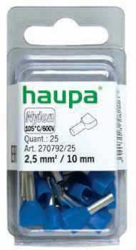Haupa Końcówka tulejkowa izolowana Twin DIN 2x2,5/10 niebieska 270792/25 270792/25