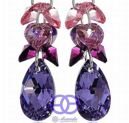 Swarovski piękne kolczyki VIOLET ZODIAC LUTY SREBRO