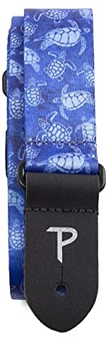 Perri's Leathers Perri's Leathers UKLPCP-7093 poliestrowy pasek ukulele  3,5 cm, niebieskie żółwie UKLPCP-7093