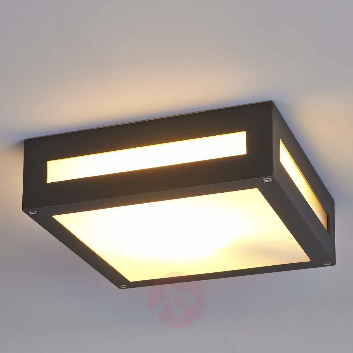 Lampenwelt Prostokątna zewnętrzna lampa sufitowa Nerea