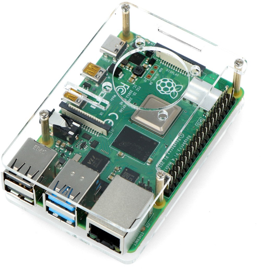 Raspberry PI Lonten Technology Obudowa model 4B - przezroczysta otwarta LT-4B04 LON-15003