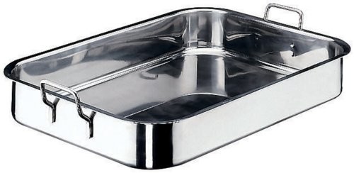 Paderno Heavy Rectangular roasting pan Fixed handles S/Steel 11943-61