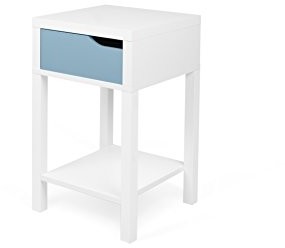 TemaHome Blat 9000.024160 Basics stolik nocny z gumką/MDF, 34 x 34 x 59 cm, biała/niebieski 9000.024160