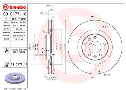 BREMBO Tarcza hamulcowa 09.C177.11