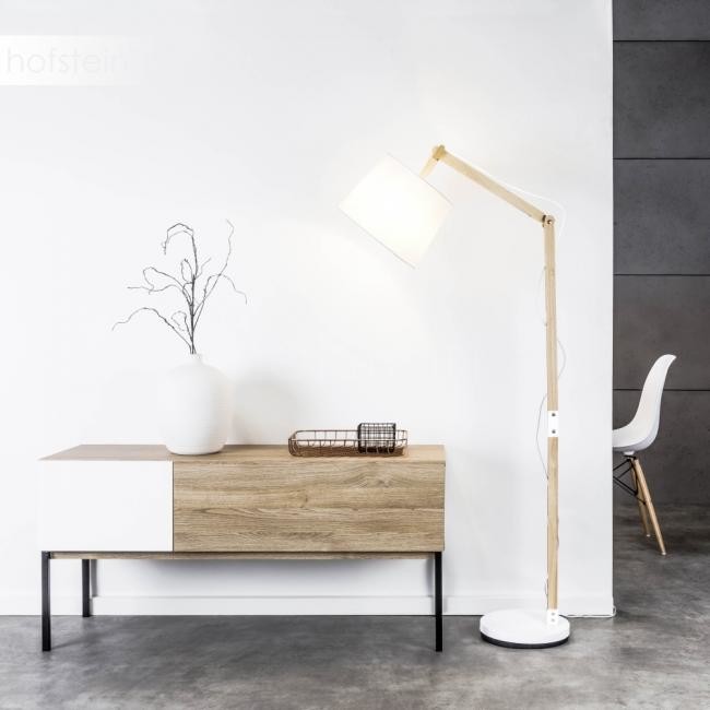 Brilliant Oświetlenie Carlyn Lampa Stojąca Biały, Ciemne drewno, 1-punktowy 09958A75