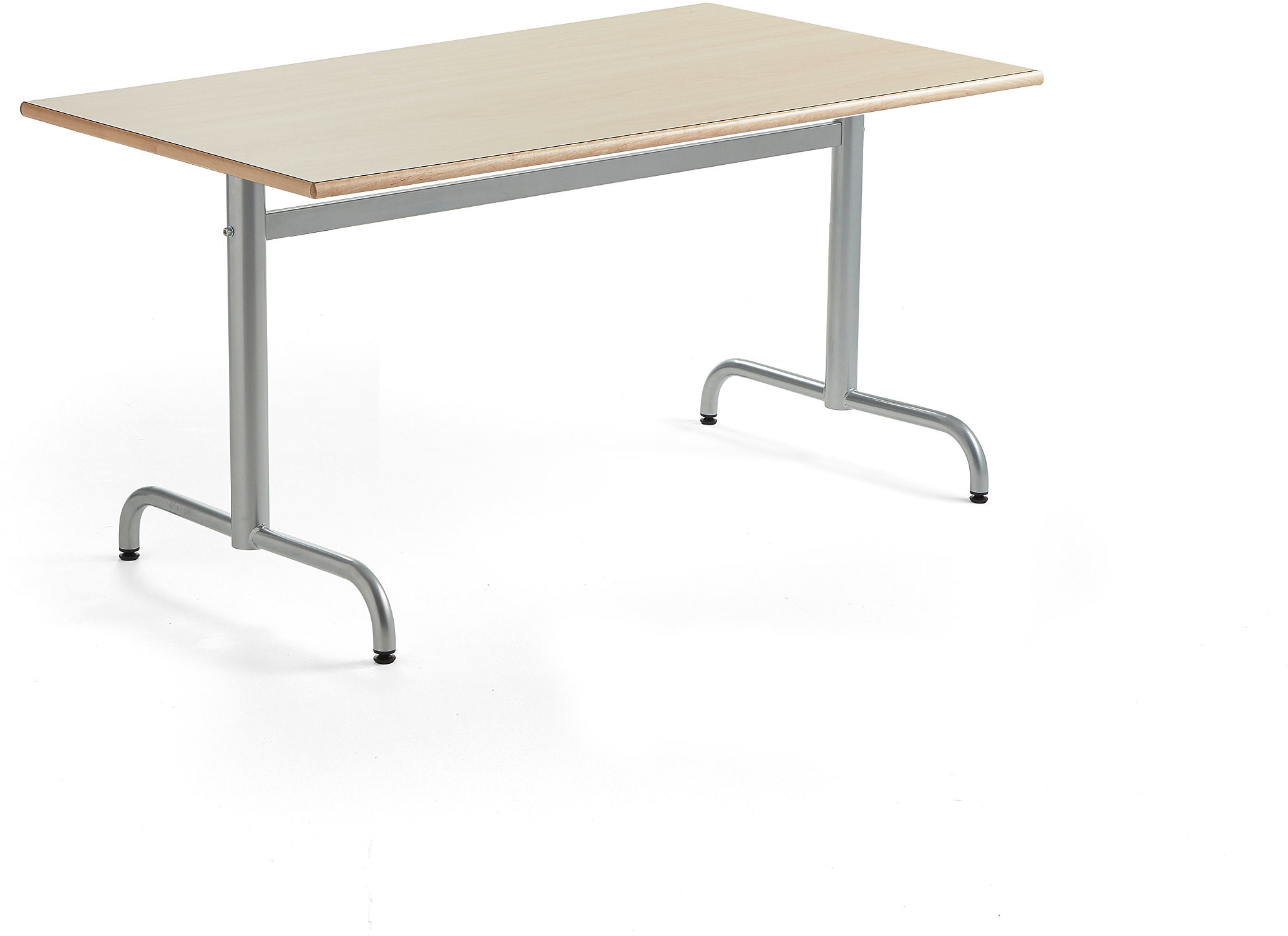 AJ Produkty Stół PLURAL, 1400x800x720 mm, blat HPL, brzoza, srebrny