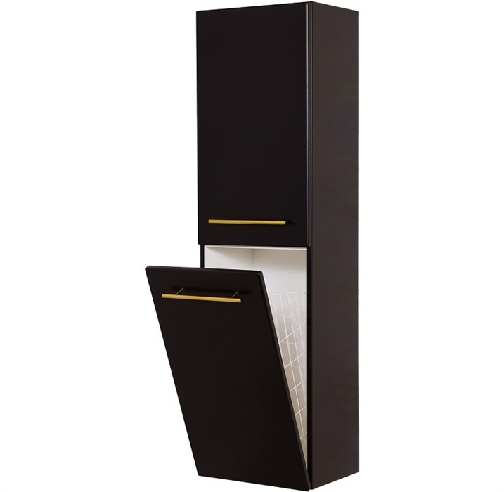 Gante Słupek łazienkowy wiszący z koszem czarny mat 143x40 cm Belli Gold BEL-C-RW/K