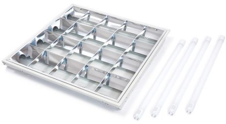 KOLORENO ZESTAW: 1X OPRAWA RASTROWA PODTYNKOWA 4x60CM + 4X ŚWIETLÓWKA LED 9W 3000K KPL-RASTR_4X60P-BC
