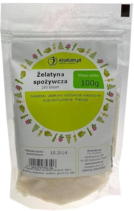 KruKam Żelatyna spożywcza 180 bloom 100g