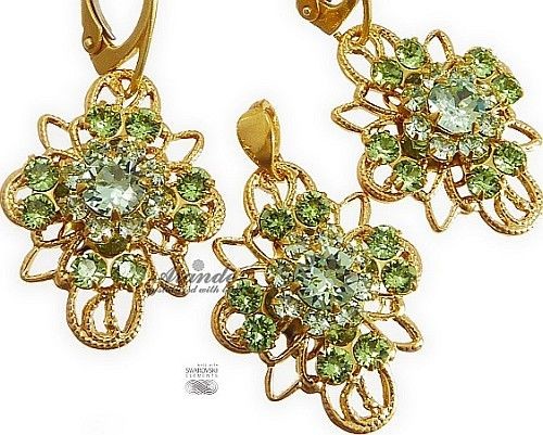 Arande Swarovski Unikat Komplet Green Venue Gold 3490041418
